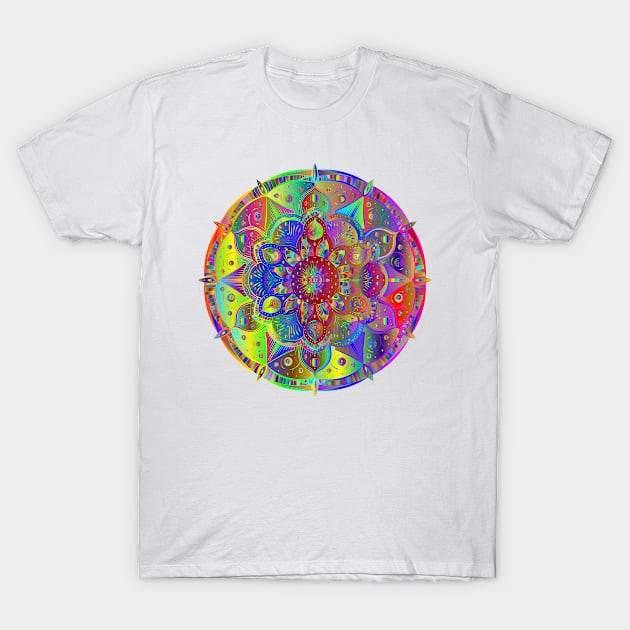 Floral mandala in detailed intricate colourful design 3 T-Shirt by Montanescu